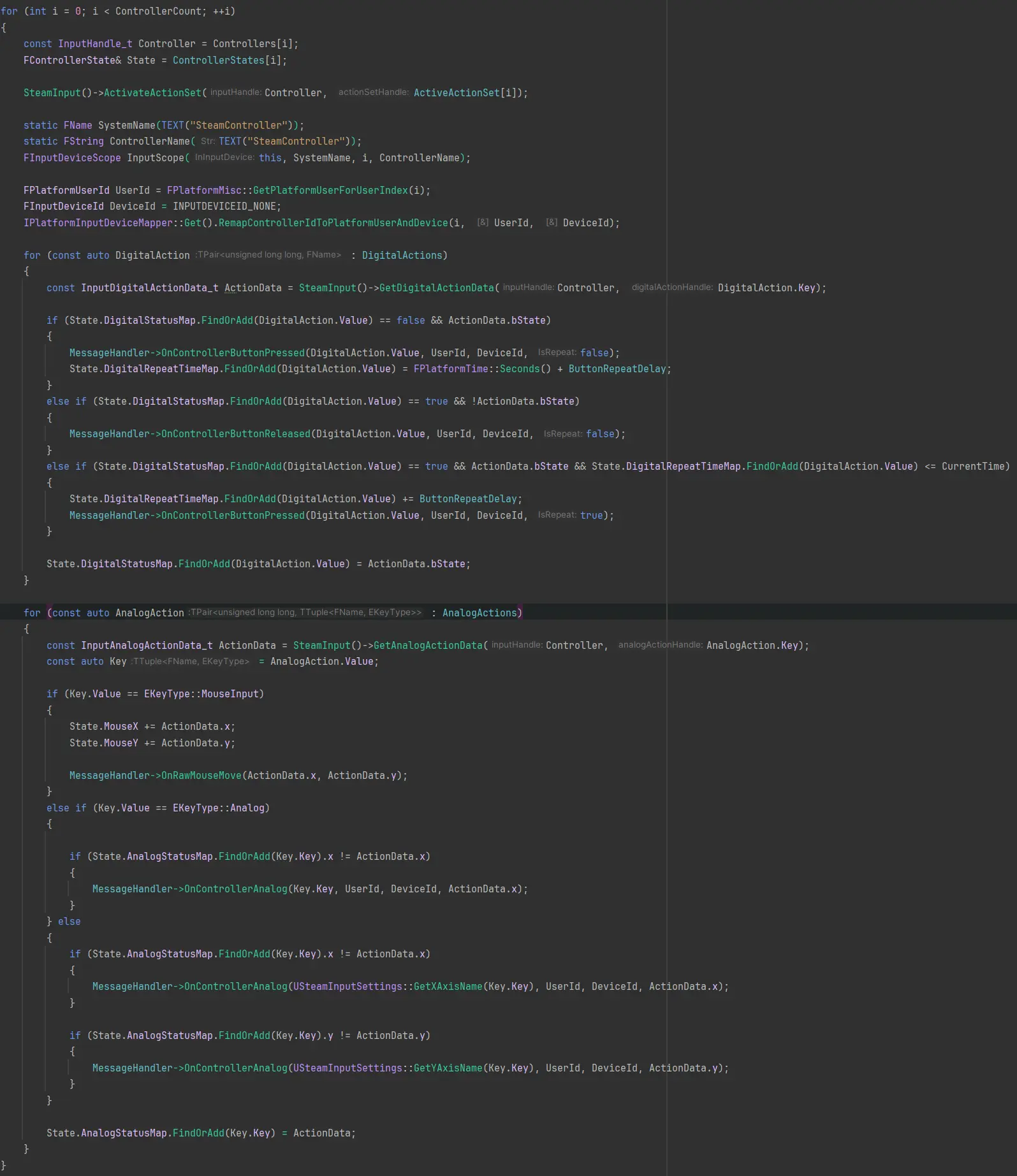 The code that drives what determines the type of action that get's handled
